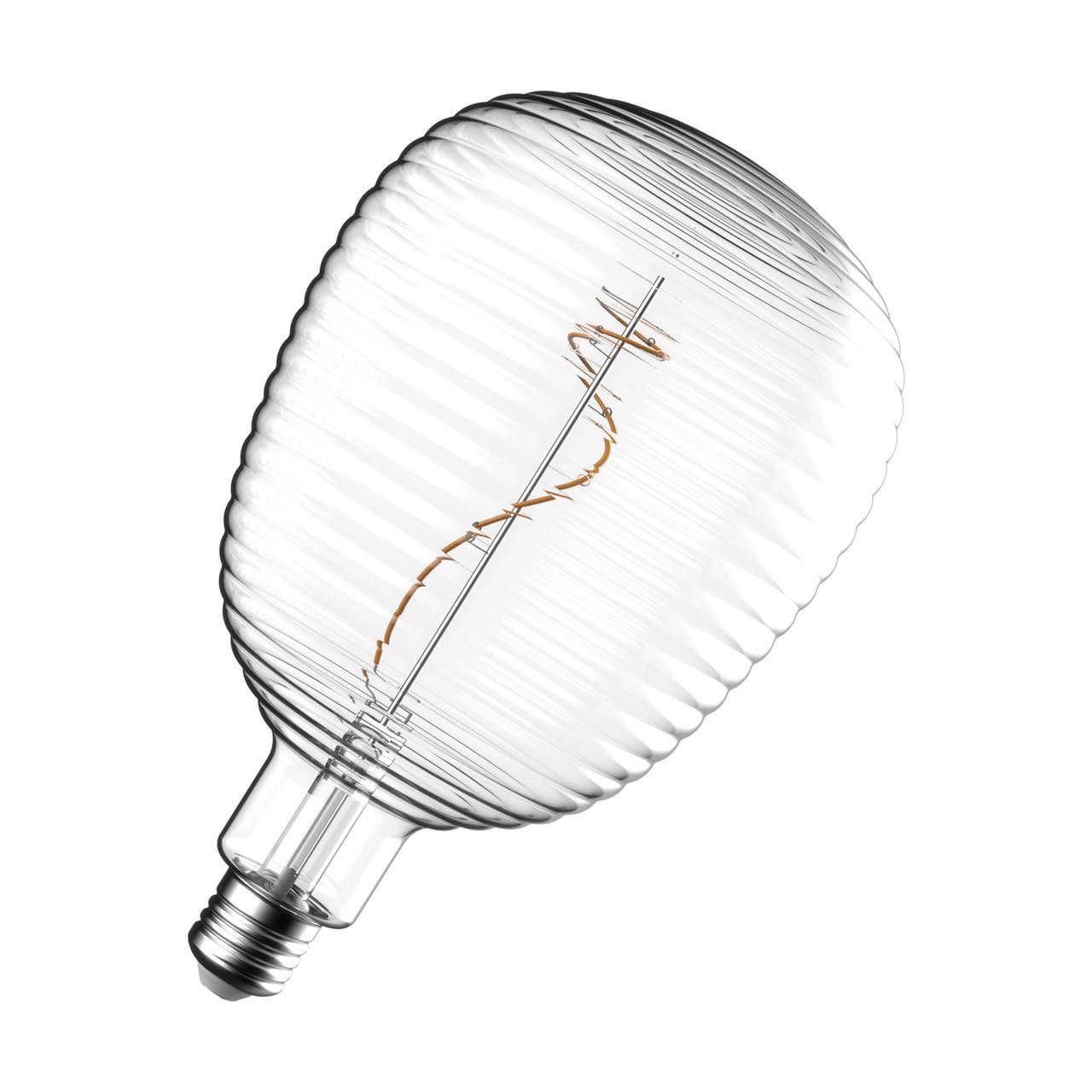 Crompton Lamps LED Decorative E27 Screw Bulb, 140mm x 200mm Globe Screw Filament, 4.5W 1800K Extra Warm White 300lm 28W Eqv, Clear Glass Lightbulb, Hanging Lights, Pendant Light, Extra Large Bulbs