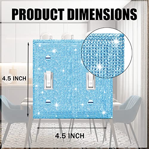 Image of Shiny Blue Rhinestones Wall Plate Cover Double Toggle Toggle Outlet Covers Light Switch Cover Rhinestones Decorative Outlet Covers Wall Plate 2 Gang Decorative