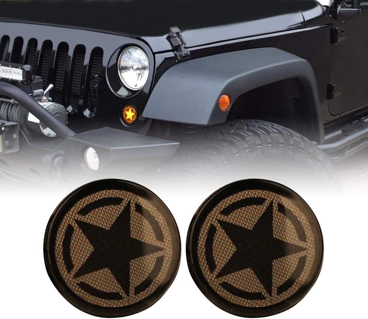 AMERICAN MODIFIED 5 Star Type Turn Signal Lights for Jeep Wrangler Accessories JK JKU & Unlimited Rubicon Sahara Sports,2007-2018(Pair)