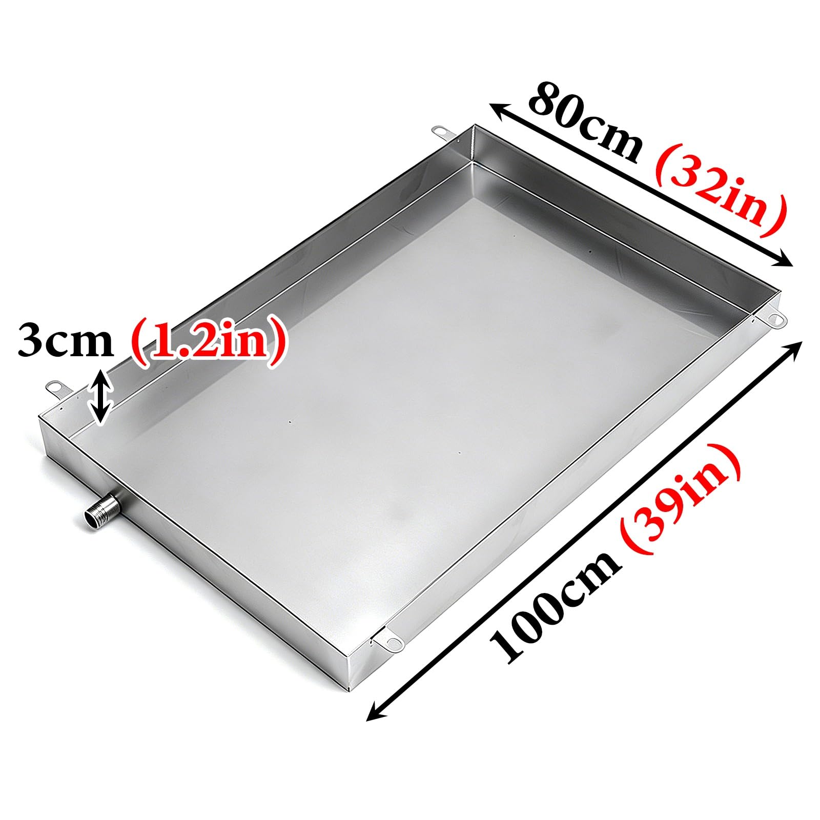 Bandeja Aire Acondicionado Portatil con Tubo de Drenaje 200 cm Bandeja de Goteo del Aire Acondicionado Acero Inoxidable 304 para Aires Acondicionados y Bombas de Calor(100x80x3cm (39x32x1.2in))