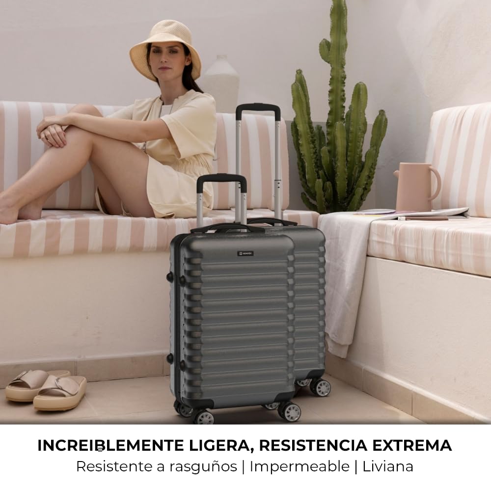 NUMADA - Maleta de Viaje Cabina 55x36x19cm (30L) Upfly XS con Cierre de Combinación y 4 Ruedas Dobles 360. Maleta de Mano Rígida Resistente, Ligera con Interior Compartimentado