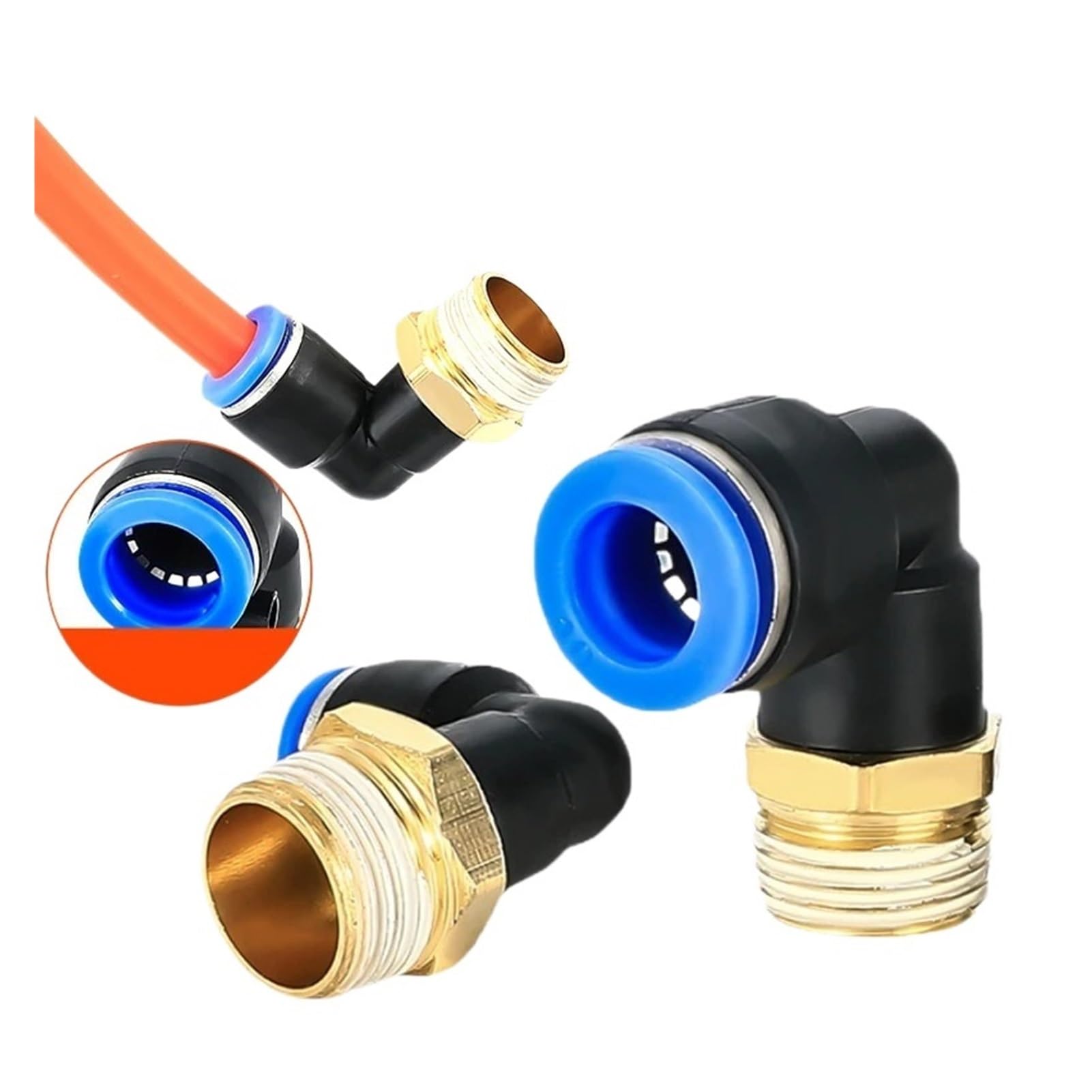 Racores Push to Connect Accesorio neumático de codo PL, rosca macho BSP de 1/4, 3/8, 1/2 y 1/8, conector rápido de aire en forma de L, manguera de inserción(12-04,10pcs)