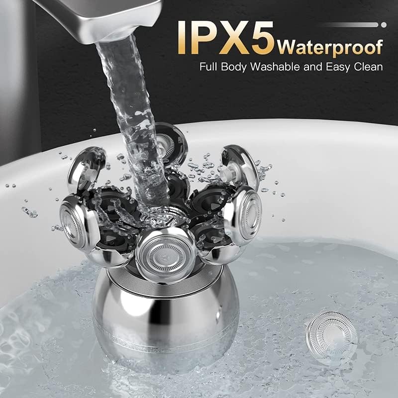 Miniatura 5 de JZRH Maquinilla de afeitar eléctrica para hombres cabeza flotante 7D para hombre afeitadora eléctrica USB Dock de carga LCD impermeable portátil