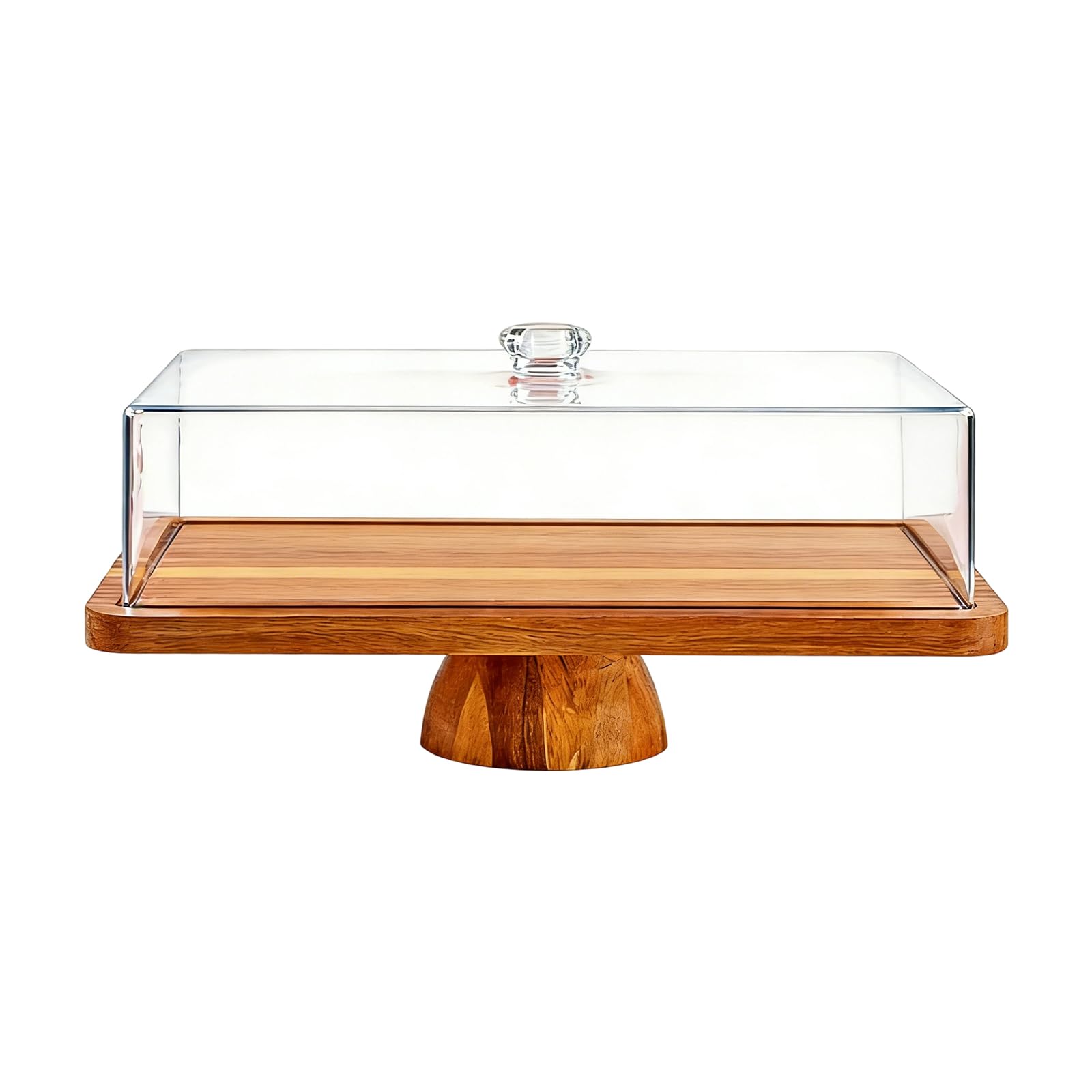 Serving Tray with Lid for Cake and Charcuterie Display Natural Acacias Wood Snacks Serving Stand with Handles Proof Stand