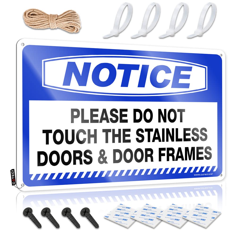 IBWNBBUSN Bar Stuff For Man Cave Notice Please Do Not Touch The Stainless Doors&Door Frames Tin Sign Funny Beer Sign Hot Beer Tin Sign
