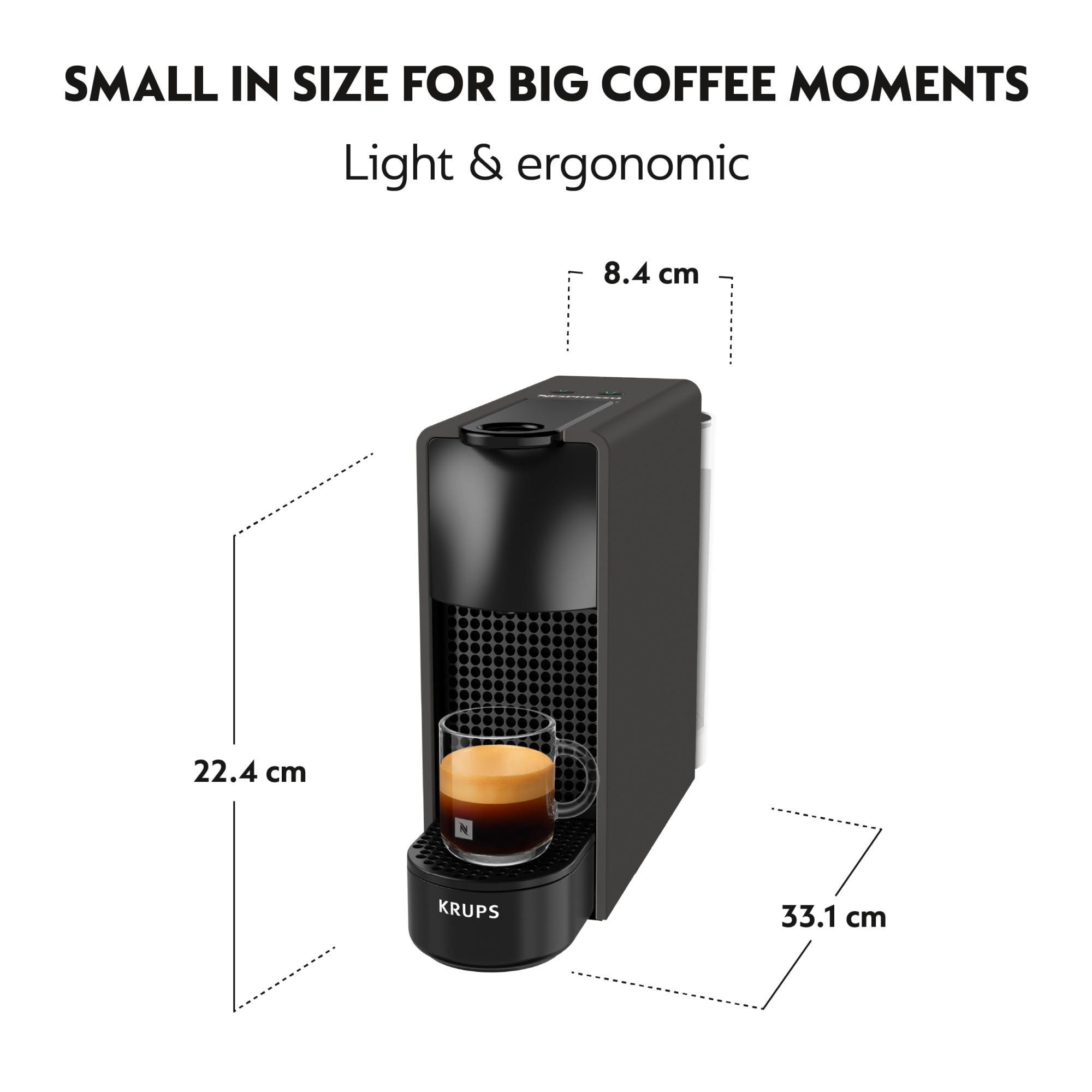 Krups Essenza Mini, Macchina da caffè, Antracite, XN110N | con Sistema Capsule Nespresso, Serbatoio Acqua 0, 6L, Design Moderno e Compatto, Facile da Usare