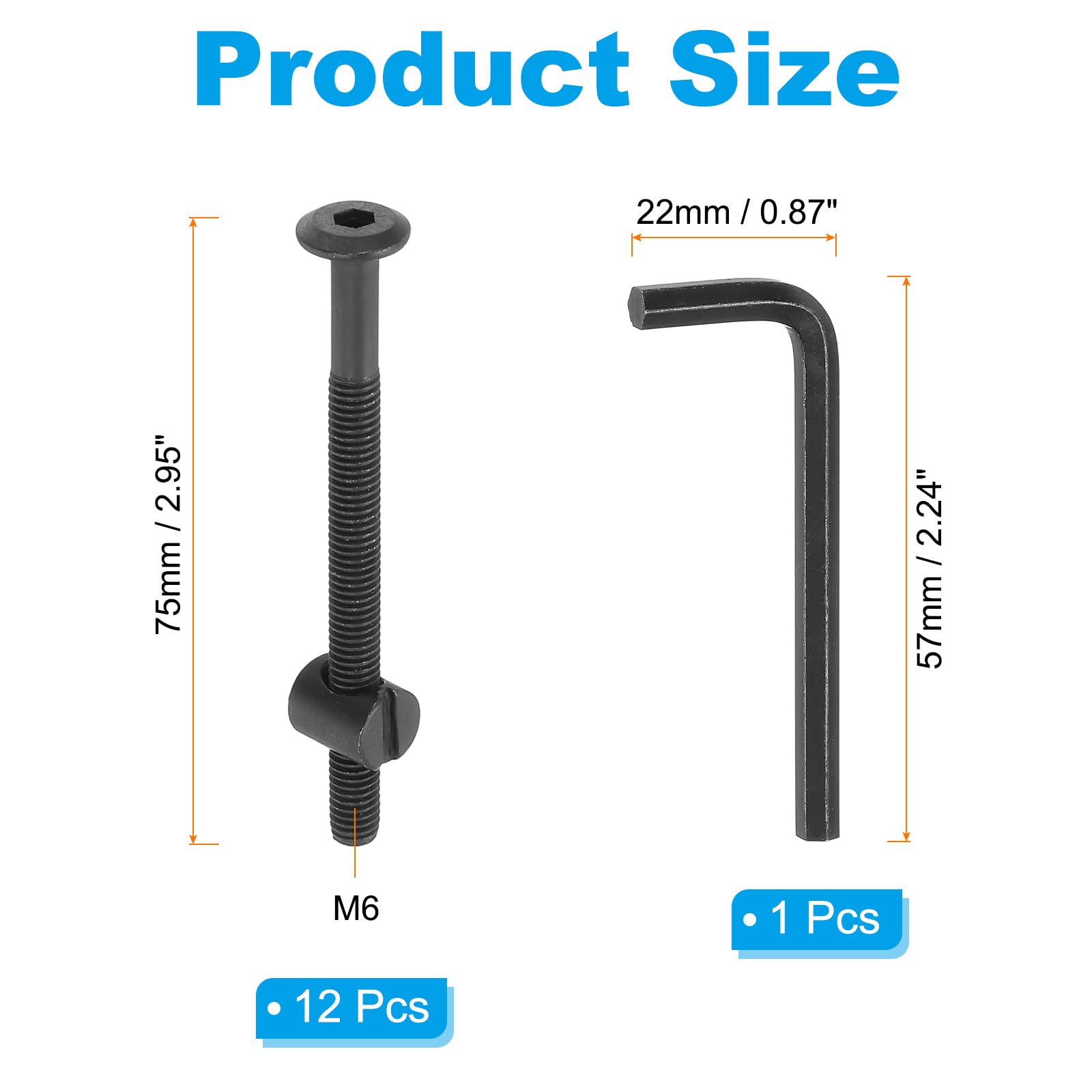 PATIKIL M6 x 75mm Bunk Bed Bolts - Image 2
