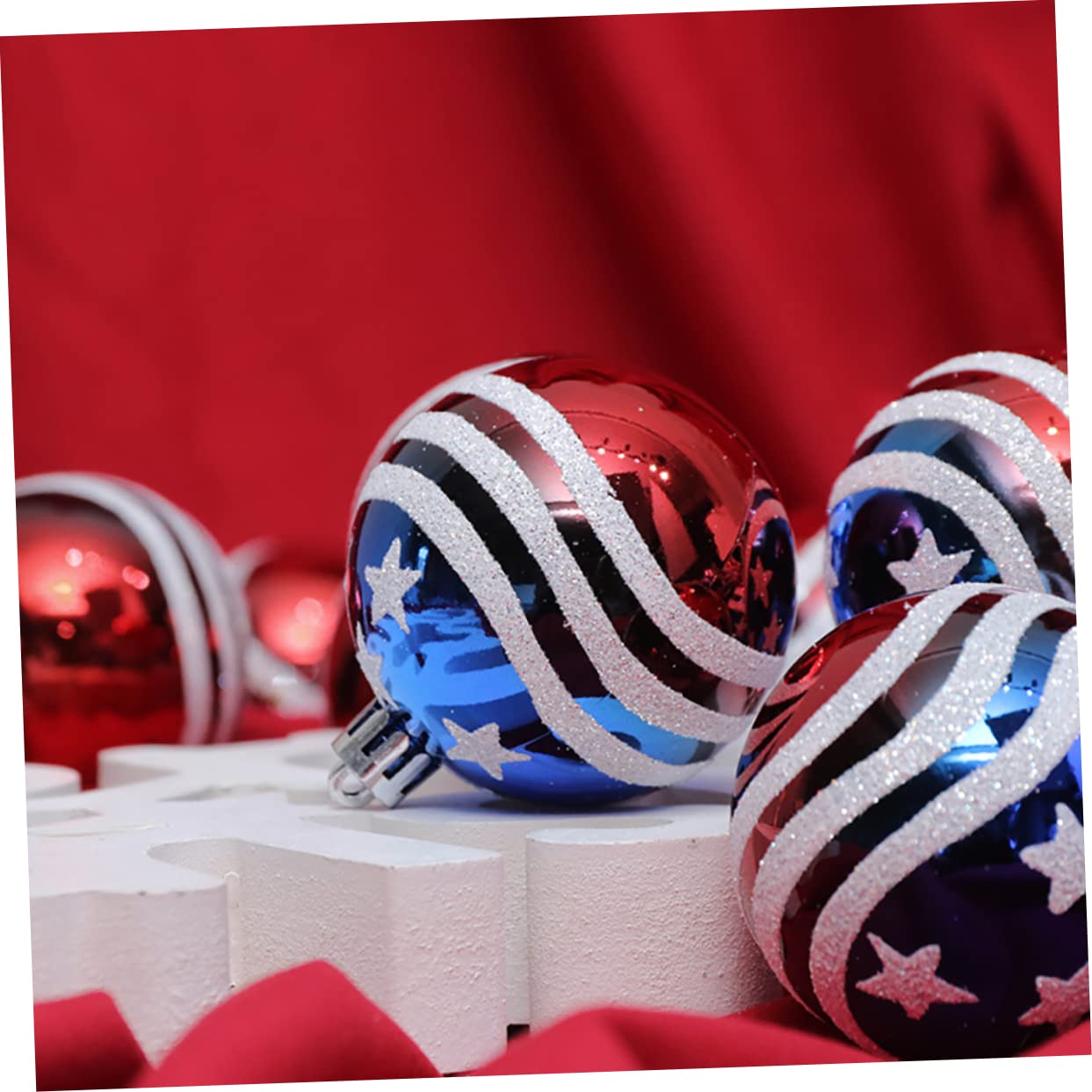 Zerodeko 2 Sätze Gemalte Bälle Zum Unabhängigkeitstag Baumdekorationen Weihnachtskugeln Rot Kunststoffball Kunststoffkugel Weihnachtsdeko Wohnkultur Partydekor Plastik Blue Stück * 2