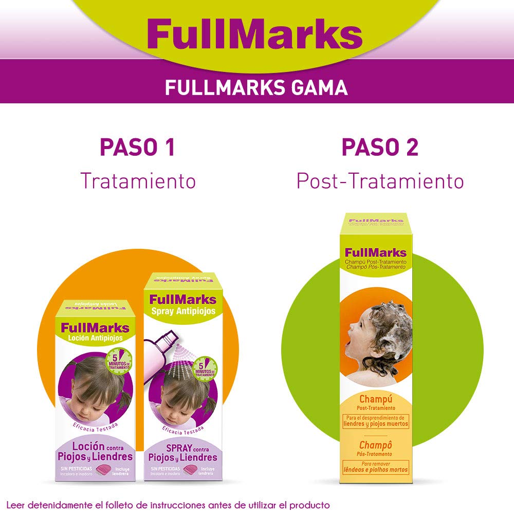 Full Marks Spray Antipiojos para Niños con Lendrera Metálica, Sin Pesticidas, Inoloro e Incoloro - Spray 150 ml
