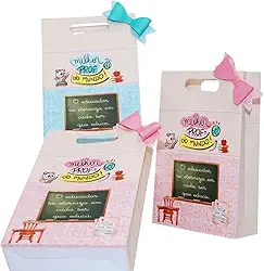 Sacolinha para lembrancinha dia dos Professores com lacinho decorativo Pegue e Monte (5 Unidades Rosa)