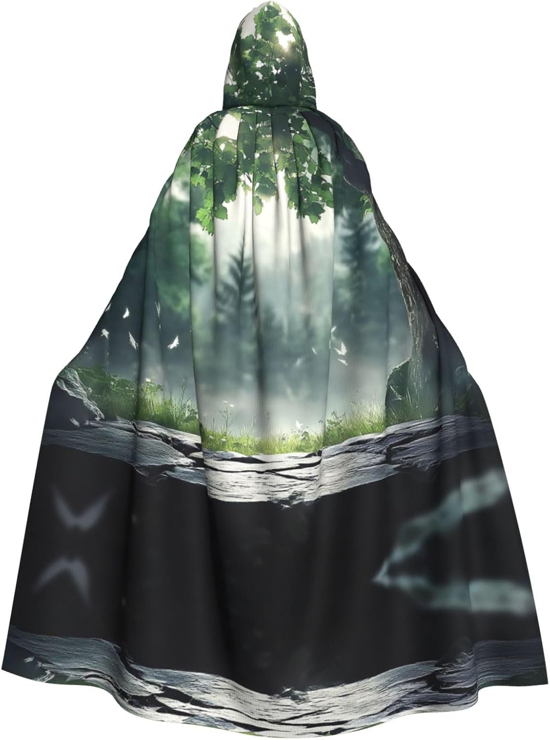 Fantasy Forest Background Unique Darkness Poncho Shawl - Customizable Wearable Blanket for Women, Perfect Halloween Costume Accessory, Knight, Akatsuki, and More