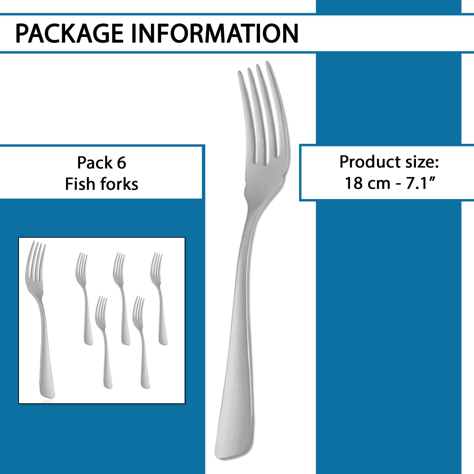 Tenedor de pescado de acero inoxidable 6 piezas tenedore especiales para pescado duradero con acabado espejo apto para lavavajillas diseño moderno