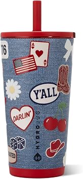 HydroJug Everyday Tumbler 20 oz Ceramic-Lined Insulated Tumbler with Straw and Soft-Touch Lid, Cup Holder Friendly, Double-Wall Vacuum Insulation, Reusable Travel Cup American Honey