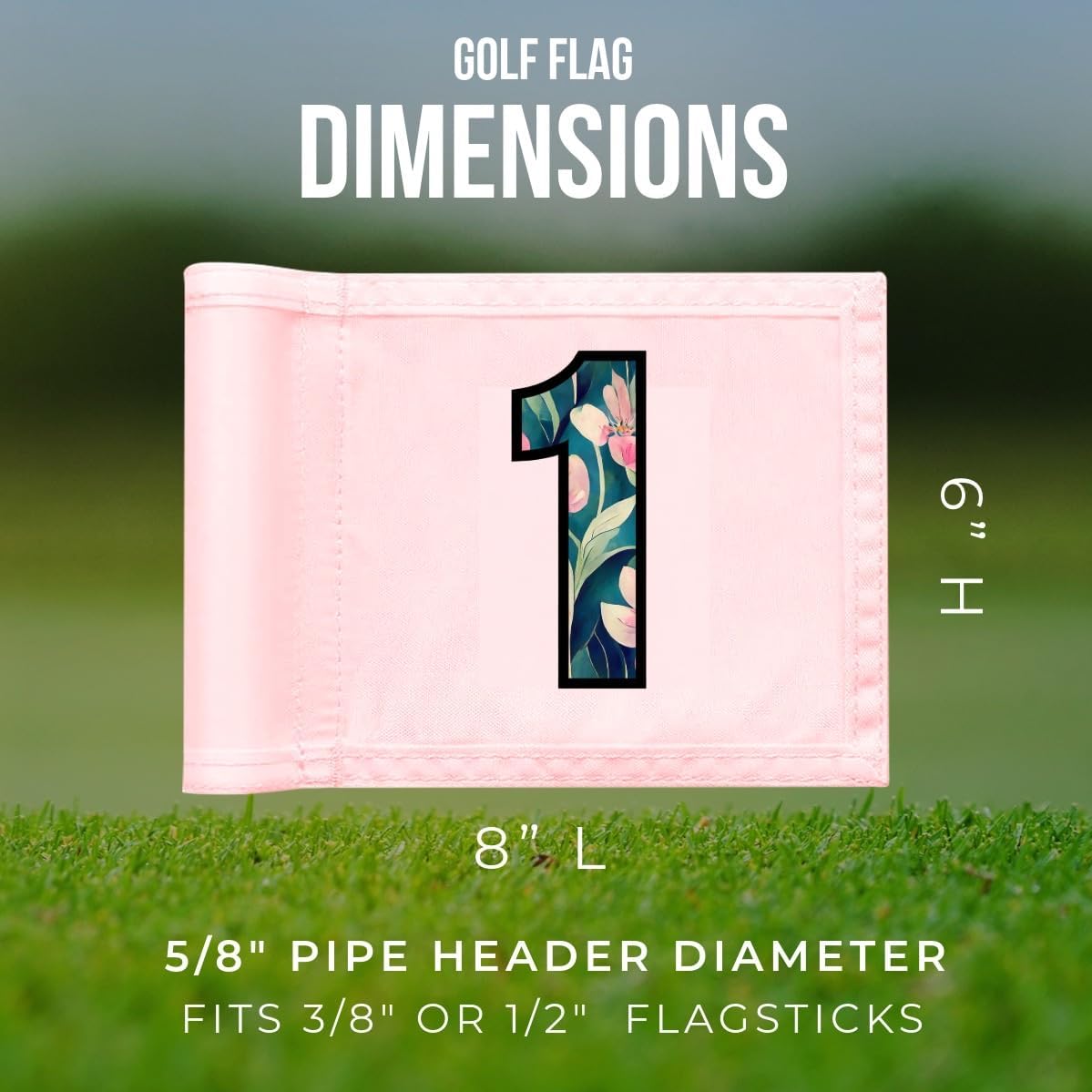 Golf Flag 8x6 Inch – 420D Nylon Double-Sided Mini Pin Flag with Tube Inset, Practice Putting Green Flags for Yard (Numbered Pink - Set of 3)