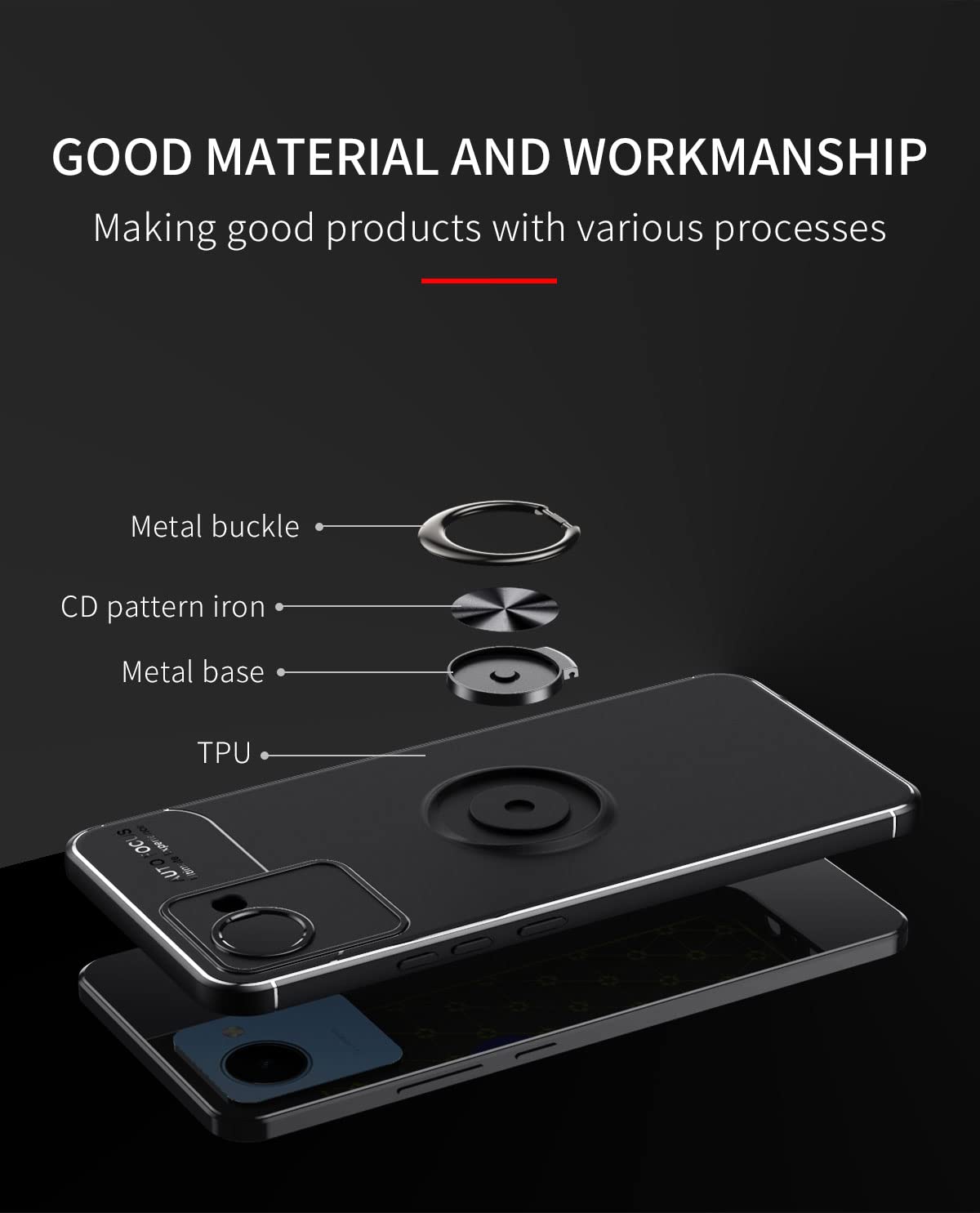 GOKEN Cover per Realme C55, TPU/PC Dual Layer Hybrid Armor