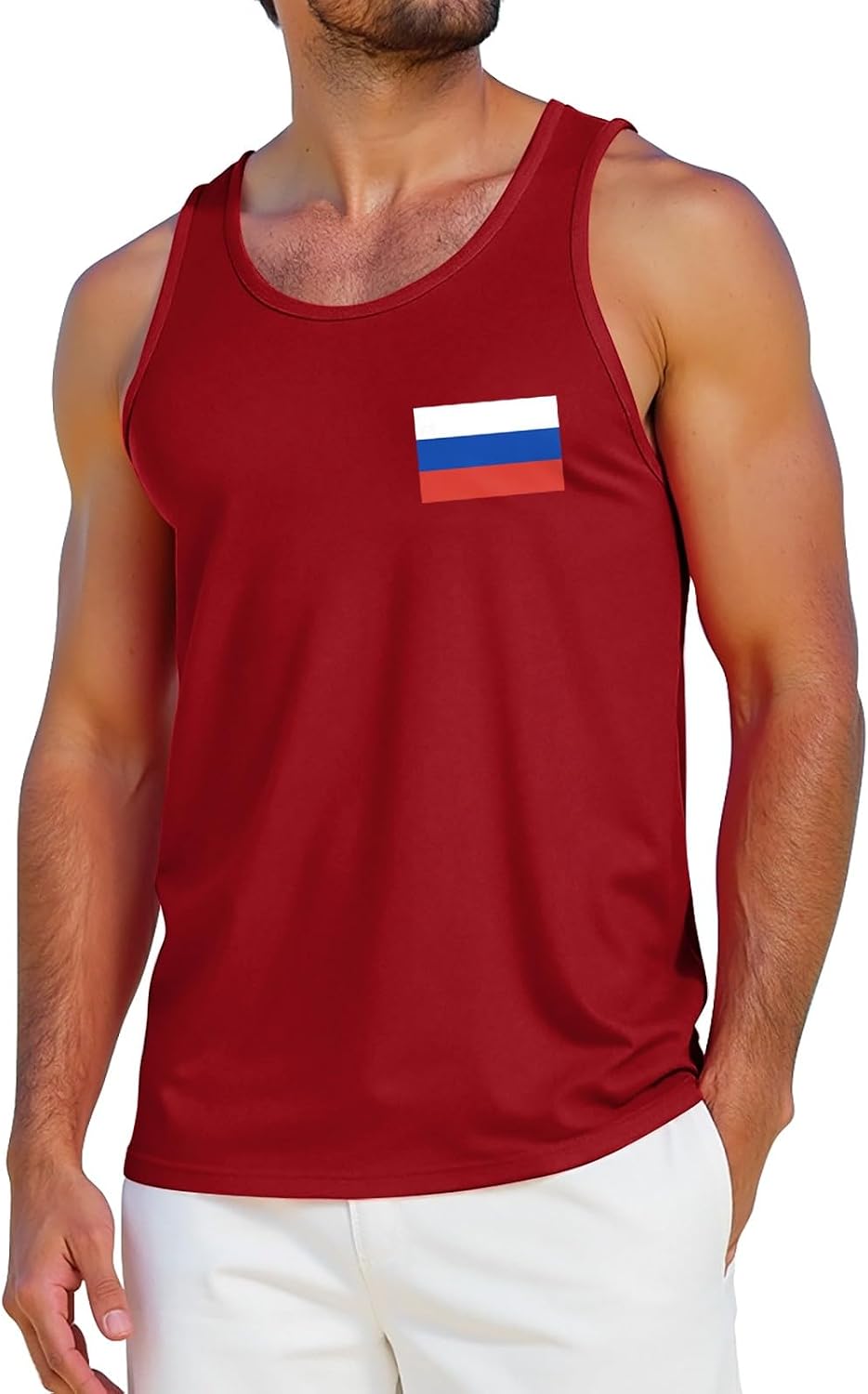 Mens Russian Flag Sleeveless Shirt Men Russia Print Tank Tops Summer Fashion Clothing Plus Size Patriotic Print Tops