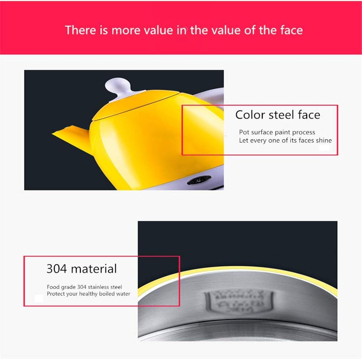 Kettle,Stainless Steel Electric Kettle, Kettle, 1L Mini Teapot Yellow