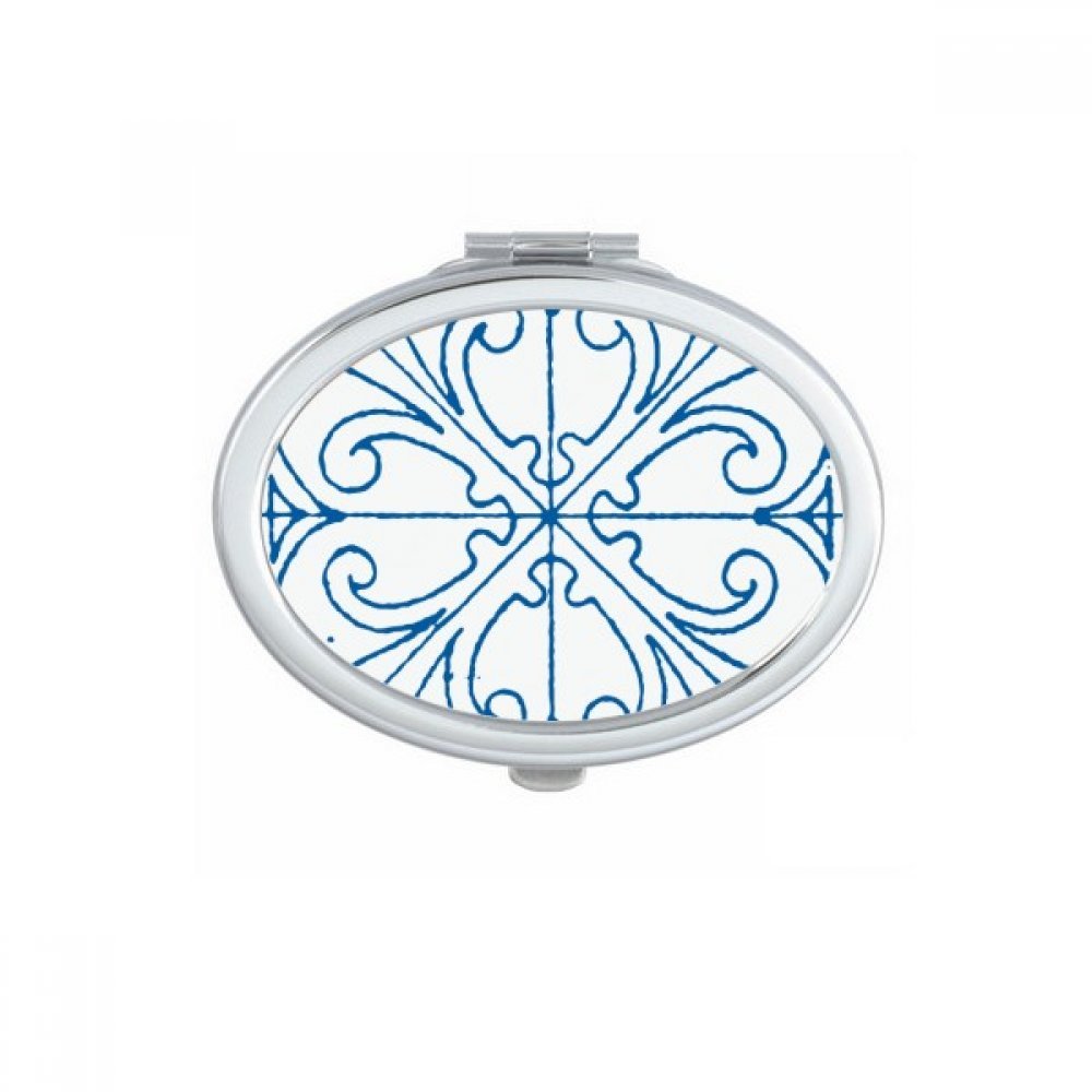 Miroir de maquillage ovale Talavera bleu fait main accessoire de poche