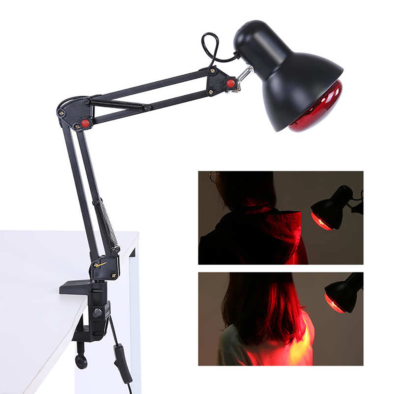 Lámpara de Terapia de Calor para masajes, lámpara de Fisioterapia con Abrazadera de Escritorio para aliviar el Dolor Muscular, para la recuperación Muscular, aliviar el Dolor, Promover la circulació