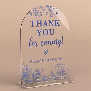 Acrylic Wedding Signs, Dusty Blue Wedding Decor, Blue Weddings Decor, Thank You for Coming Sign for Reception, Modern Calligraphy Arch Acrylic Table Top Sign for Weddings Parties Dinners (Clear)