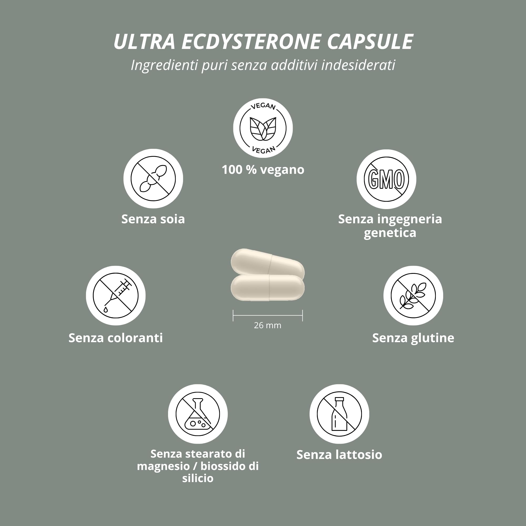 Nutri + Ultra Ecdysterone + Leucina Capsule alto Dosaggio - 790 mg Complesso Principi attivi per Capsula - 540 mg di beta Ecdisterone 90% + 250 mg di L-Leucina in Polvere vegana