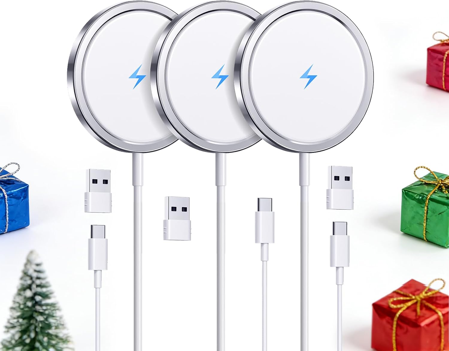 RYND 2026 Latest Magnetic Wireless Charger for iPhone: Mag Safe Charger Fast Charging Pad Compatible with iPhone 17 16 15 14 13 12 Pro Max Plus & Airpods 2 3 4Pro(3 Pack)