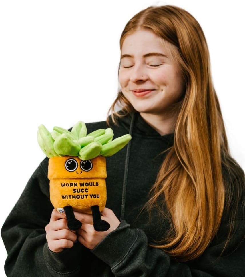 Punchkins Succulent Plushie - Work Would SUCC Without You Sassy Succulent Plush, Gift for Coworkers, Cute Plush Toy for Gifting image 2