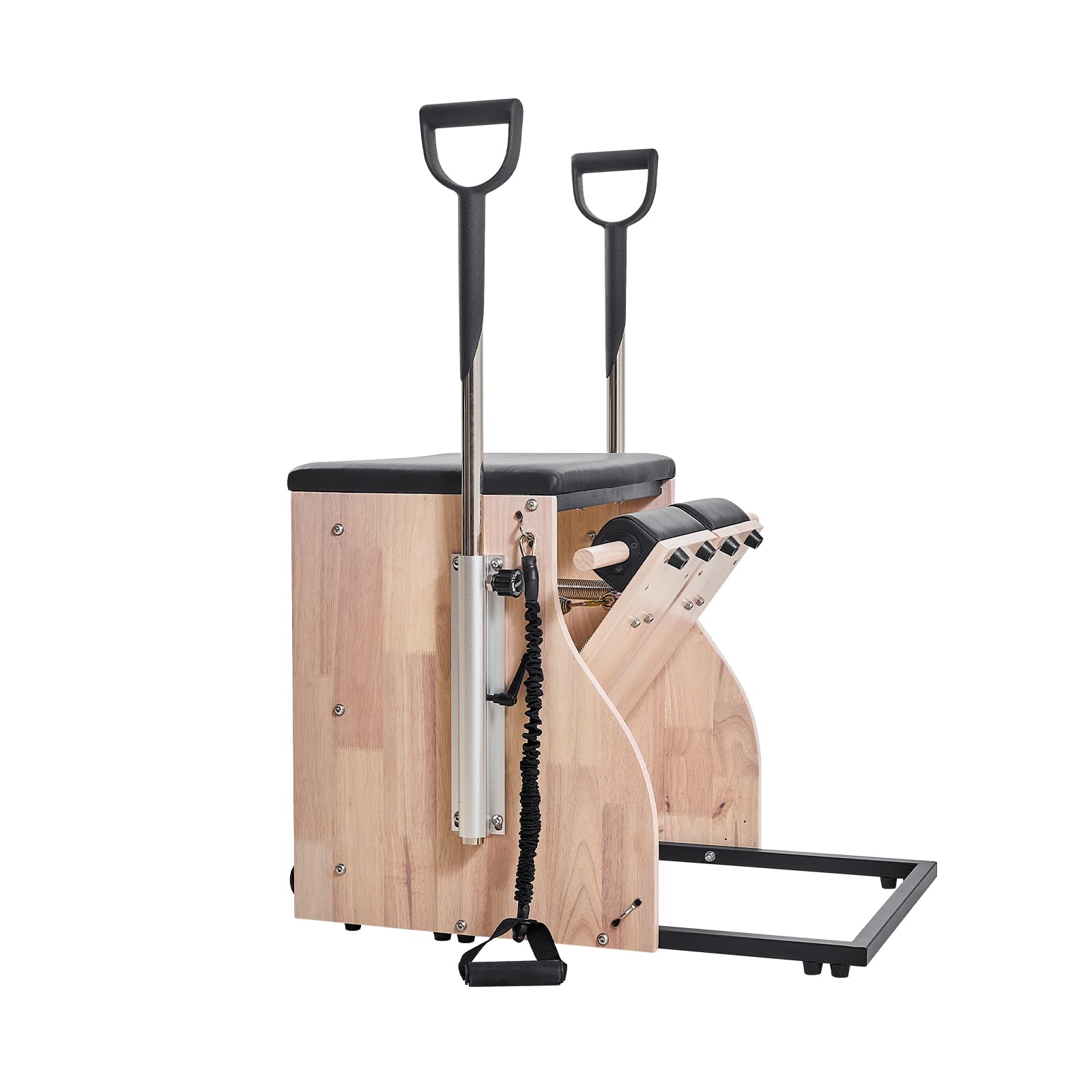 VEVOR Silla de Pilates, Combinación de Pedales Divididos y Estabilidad con Asas, Estructura de Madera Caucho, Equipo de Fitness para Yoga, Gimnasios en Casa y Estudios. 840 x 540 x (730) x 630 mm