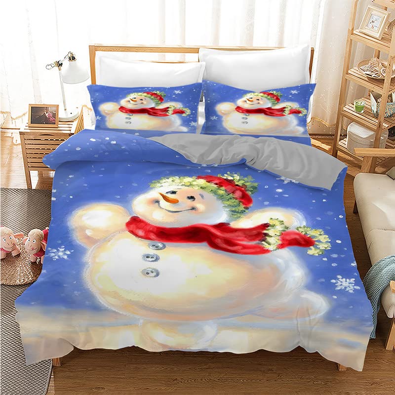 Fusion - Kerstman in de sneeuw dekbedovertrek - kingsize beddengoed maat (230 x 220 cm) - 2x kussenslopen inbegrepen - Gemakkelijk te onderhouden