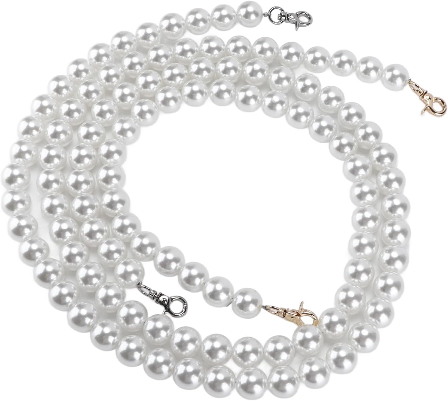 Imitation Pearl Necklaces Decorative Wallet Belt Replacement for Women Durable ABS 2 Pieces