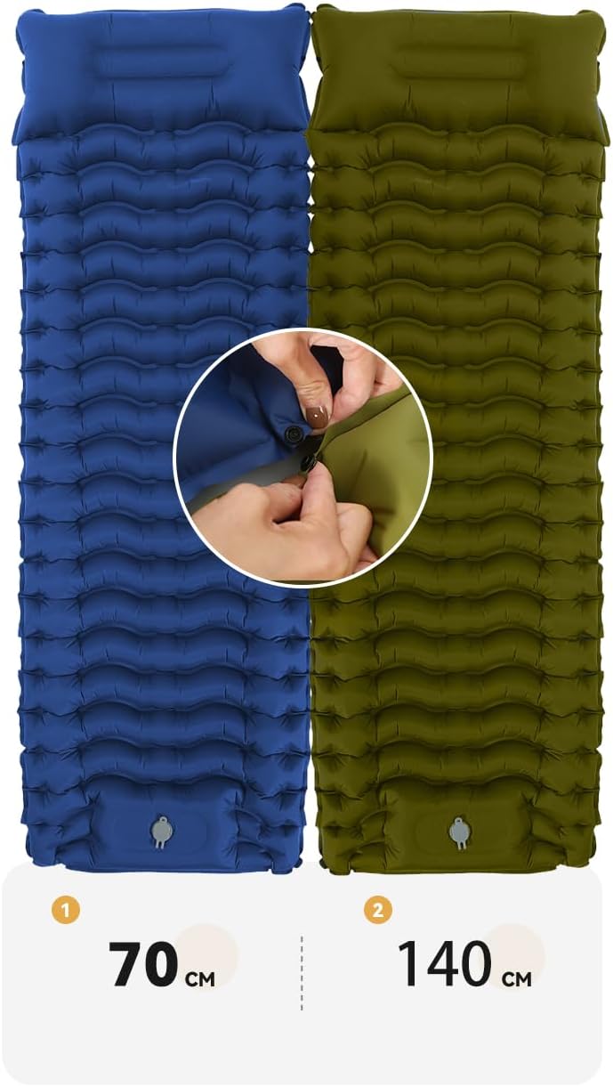 Enlarged and thickened air Sleeping Mats for camping (78.75 x 27.55 X 3.93 inches), 330lbs load capacity, quick inflation in 25 seconds at maximum speed, low noise, TPU coated(Military Green)