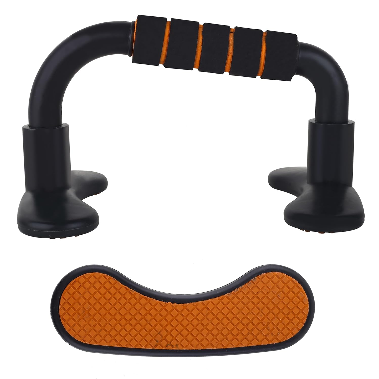ISIKA Push Up Bars Gym Exercise Equipment Fitness 1 Pair Pushup Handles With Cushioned Foam Grip and Non-slip Sturdy Structure Push Up Bars for Men & Women (Color-Orange, Size- Free)