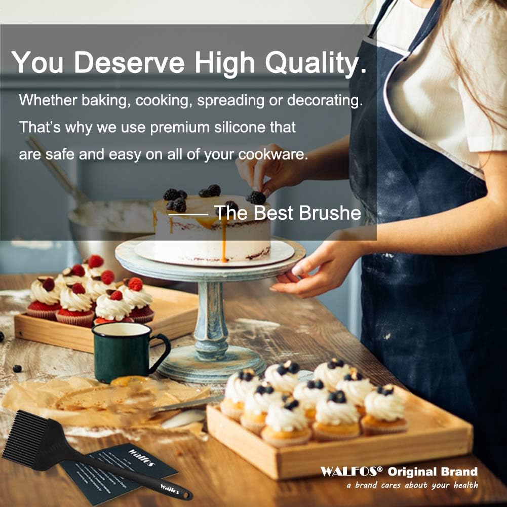 Walfos Silicone Basting Pastry Brush, Heat Resistant Pastry Brush Set, Strong Steel Core and One-Pieces Design, Perfect for BBQ Grill Baking Kitchen Cooking, BPA Free and Dishwasher Safe (2 Pcs) : Everything Else