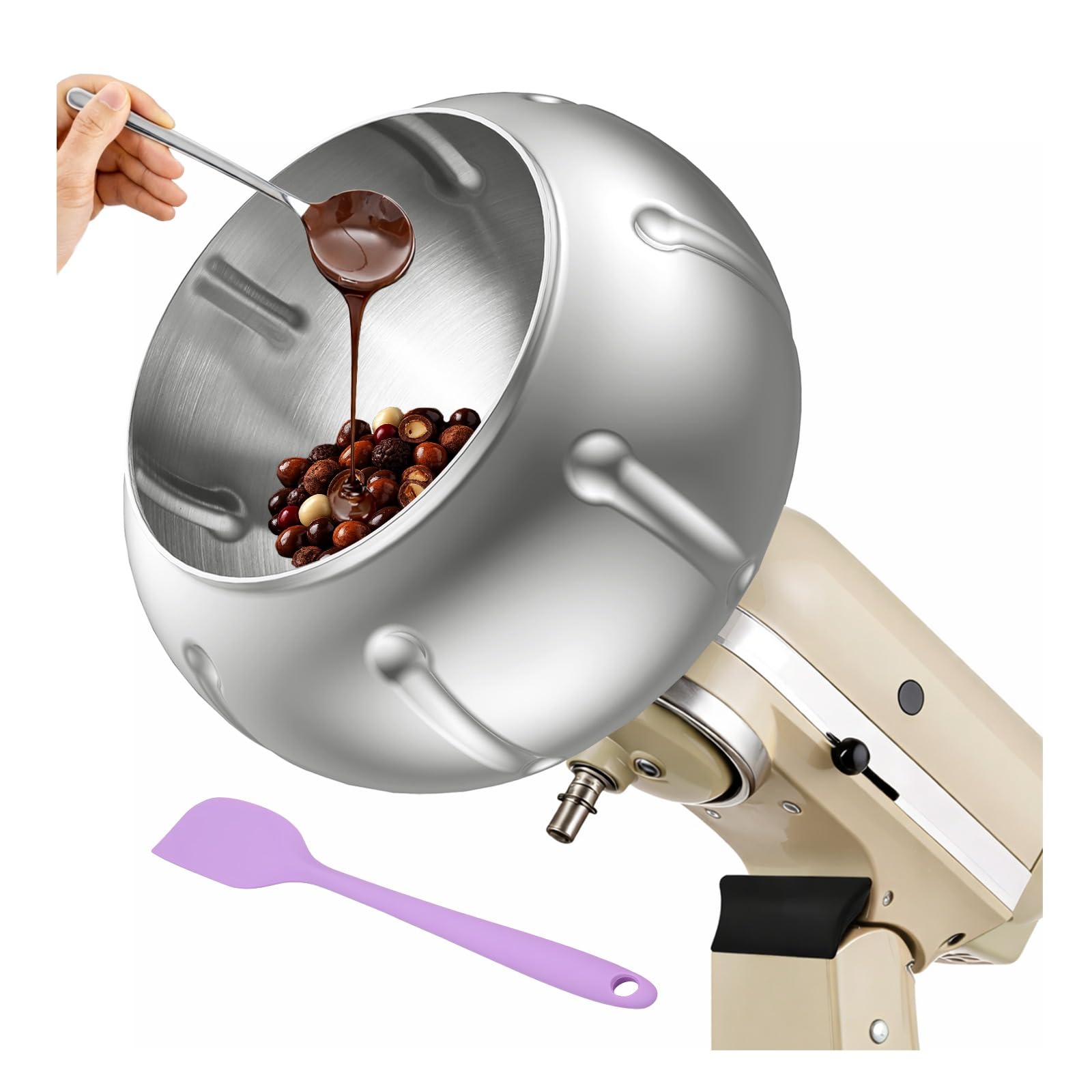 Beschichtungsmaschinen-Zubehör Edelstahl für KitchenAid 4.5QT & 5QT Kippkopf-Standmixer von MMOBIEL – Überzugs-Zubehör für Gleichmäßig Überzogene Nüsse, Schokolade, Gefriergetrocknete Früchte & Snacks