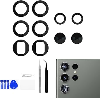 2 Pack Rear Camera Lens Replacement for Samsung Galaxy S23 Ultra Adhesive Back Camera Glass Lens with Full Fix Tool Repair Kit Tweezers Dust Cloth for S23 Ultra SM-S918U SM-S918U1