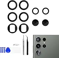 Pacote com 2 lentes de reposição para câmera traseira Samsung Galaxy S23 Ultra Adesiva Lente de Vidro com Ferramenta de Reparo Completo Kit de Reparo Pinça Pano de Poeira para S23 Ultra