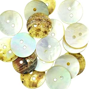Natural AGOYA Shell 2 Hole Buttons 9mm (20) : Amazon.co.uk: Home & Kitchen