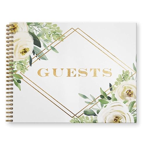Canopy Street White Floral Wedding Hardcover Guestbook / 120 Lined