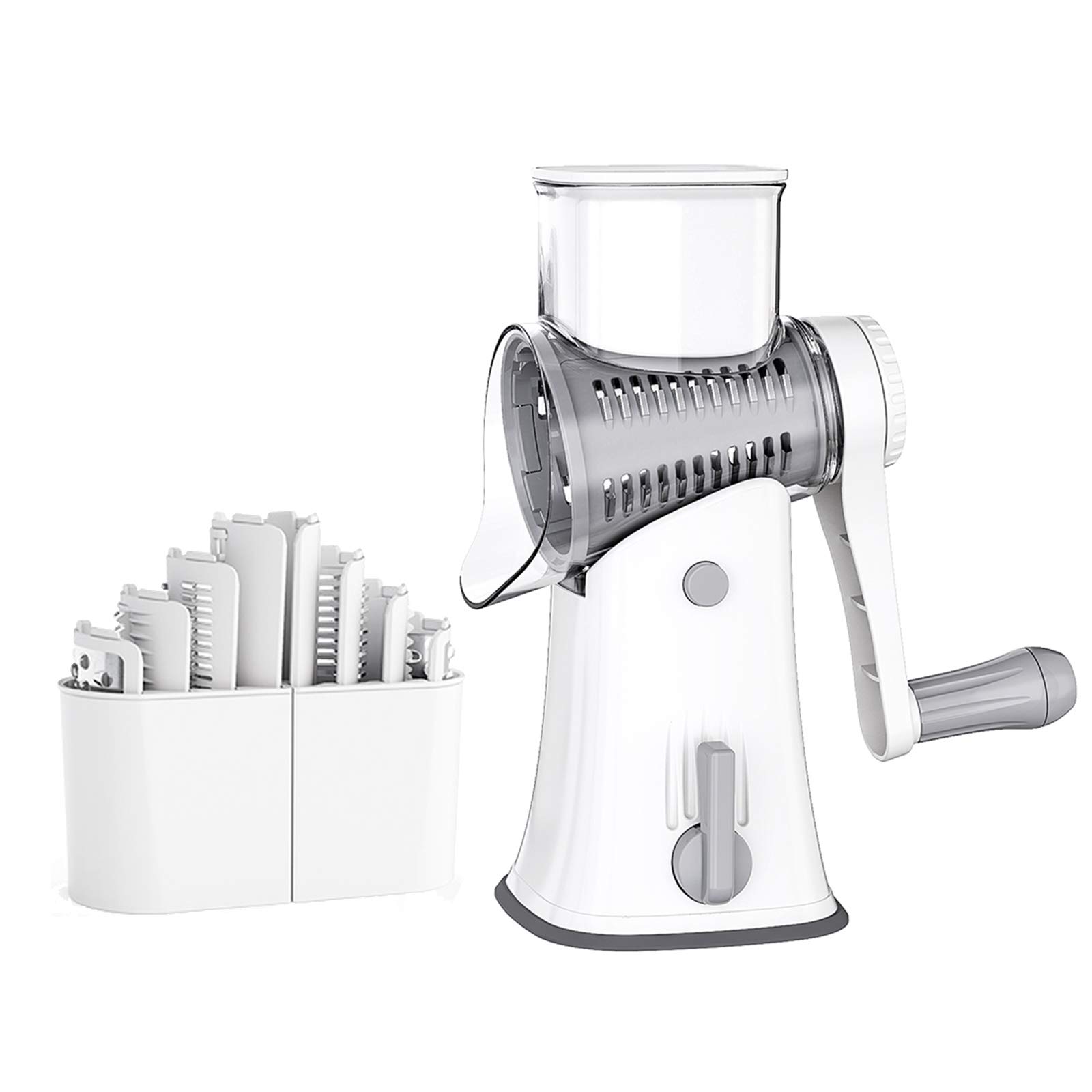 Aoloria Rotary Grain Shredder 5-in-1 Mandoline Slicer Cheese Shredder Vegetable Slicer Walnuts Grinder With Strong-Hold Suction Cup Base(Green)