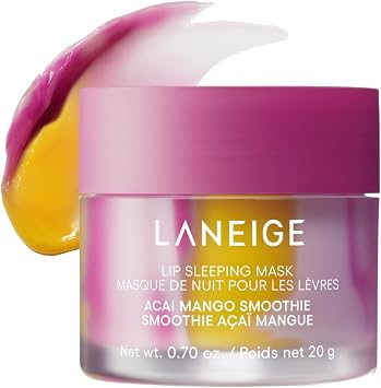 LANEIGE Lip Sleeping Mask Moisturizing & Nourishing Korean Overnight Lip Treatment Mask with Shea Butter, Vitamin C & Mumul, Flakes, Antioxidant for Dry Lips | Korean Skin Care, Acai Mango