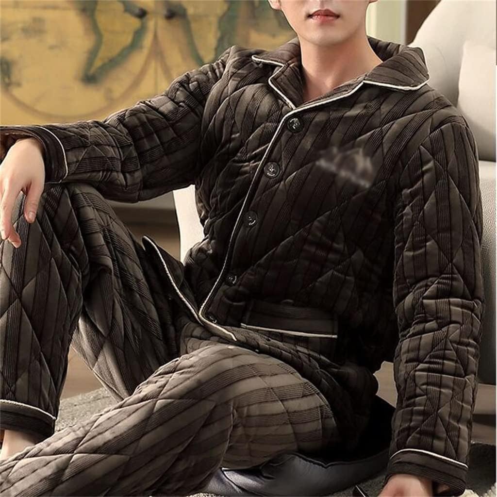 Quilted Homewear Casual Men's Pajamas Winter Thick Cotton Suit