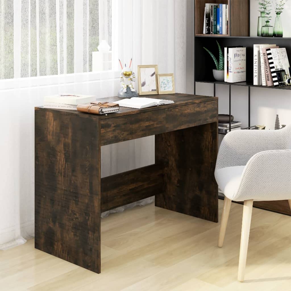 Bureau chêne fumé avec tiroirs de rangement pour gaming et bureau informatique