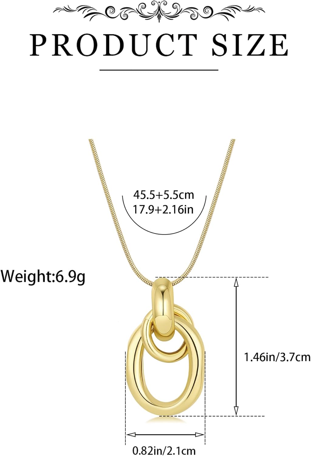 Dr's gift Gold Knot Pendant Necklace for Women Geometric Drop Chunky Gold Necklace 14K Gold Plated Statement Necklaces - Image 5