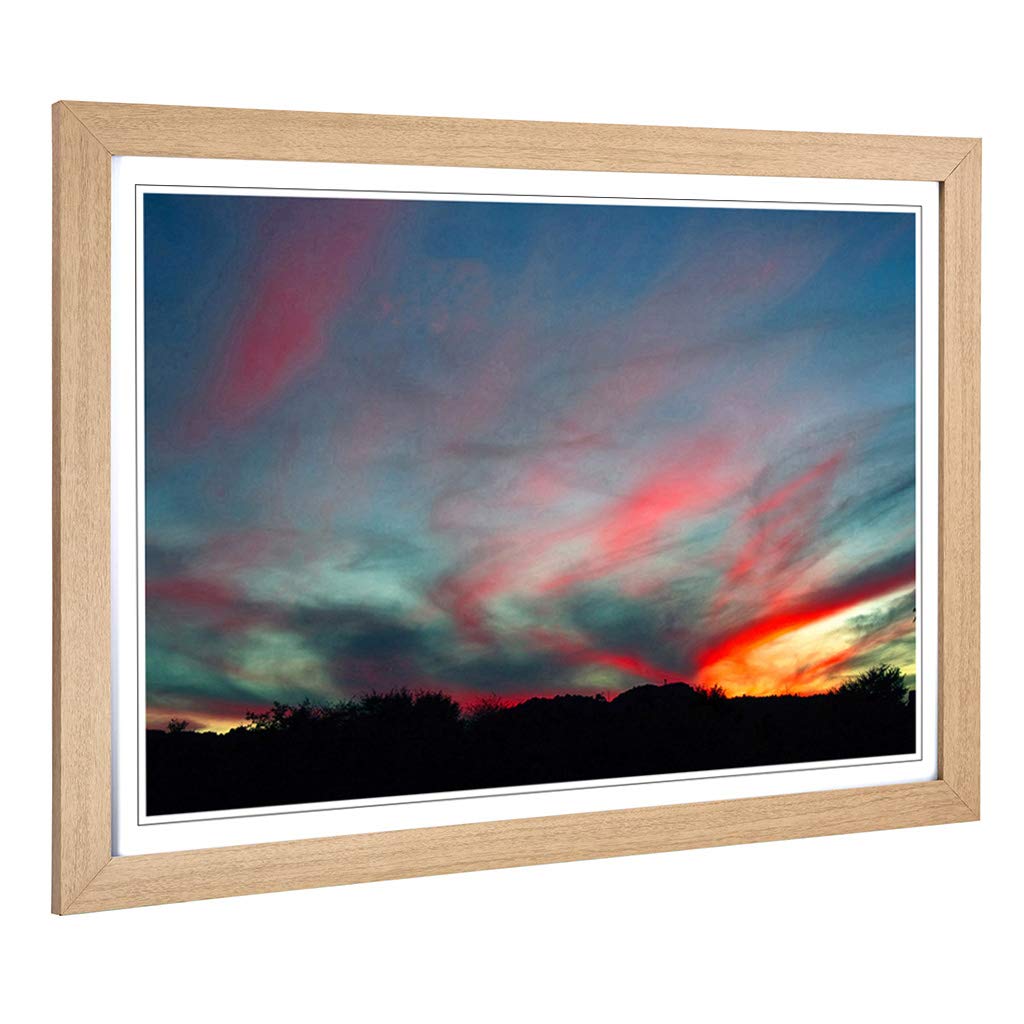 Big Box Art Framed Print of Landscape Arizona Pink Sunset (1) Design | Wall Art Picture | Home Decor for Kitchen, Living Room, Bedroom, Hallway, Oak, A2 / 24.5x18 Inch / 62x45cm