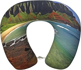 Travel Neck Pillow for Airplanes Comfort Head and Neck Support Memory Foam - U-Shaped Neck Travel Pillow for Sleeping Kauai Hawaii Seashore Neck Pillows for Flight Headrest Sleep