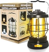 Vista 1 de UniqueFire Linterna de camping retro recargable 1500LM 2 modos regulable, lámpara eléctrica portátil de huracán linterna manos libres, batería