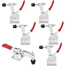6Pcs Toggle Clamp,198Lbs Holding Capacity Hold Down Clamp Stainless Steel,201B Quick Release Horizontal Clamps with Rubber Pressure Tip for Woodworking Jigs and Fixtures, Welding, Drill Press
