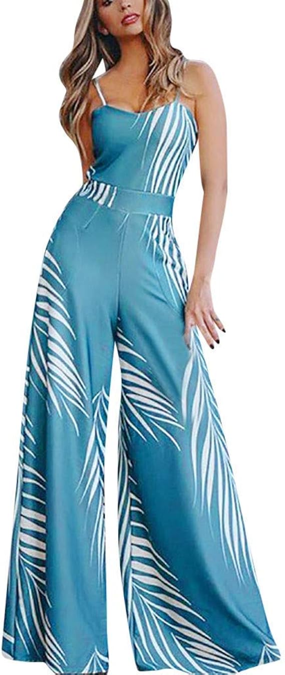 Damen Jumpsuit Sommer Elegant Länge Frauen Ärmelloses Weite Hosen