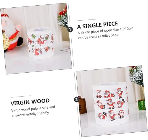 Miniatura 3 de Didiseaon 5 rollos de papel higiénico navideño divertido papel higiénico de Navidad impreso suministros de fiesta Feliz árbol de Navidad,