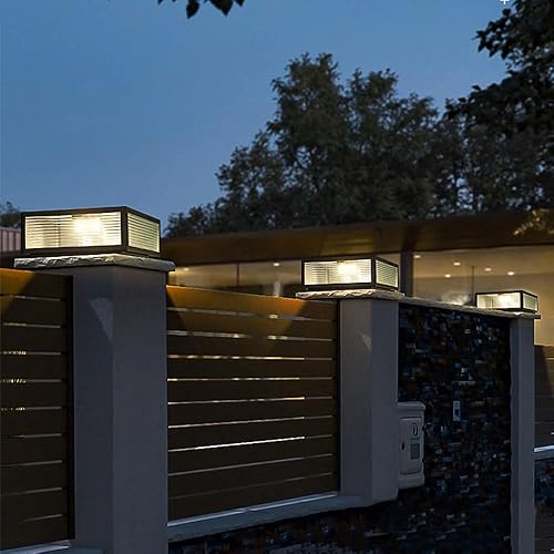 Miniatura 4 de Luz solar para exteriores con control remoto, moderna tapa de columna cuadrada negra, lámparas LED con energía solar para exteriores, lámparas de